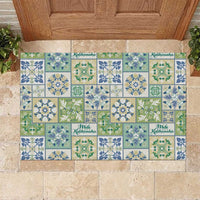 Mele Kalikimaka Hawaii Christmas Rubber Doormat Omaomao Seamless Floral Motif - Polynesian Pride