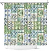 Mele Kalikimaka Hawaii Christmas Shower Curtain Omaomao Seamless Floral Motif - Polynesian Pride