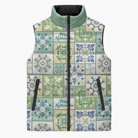 Mele Kalikimaka Hawaii Christmas Sleeveless Puffer Jacket Omaomao Seamless Floral Motif - Polynesian Pride