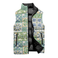 Mele Kalikimaka Hawaii Christmas Sleeveless Puffer Jacket Omaomao Seamless Floral Motif - Polynesian Pride