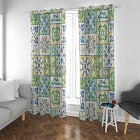 Mele Kalikimaka Hawaii Christmas Window Curtain Omaomao Seamless Floral Motif - Polynesian Pride