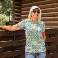Mele Kalikimaka Hawaii Christmas Women Polo Shirt Omaomao Seamless Floral Motif - Polynesian Pride