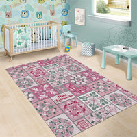 Mele Kalikimaka Hawaii Christmas Area Rug Akala Seamless Floral Motif - Polynesian Pride