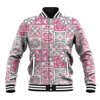 Mele Kalikimaka Hawaii Christmas Baseball Jacket Akala Seamless Floral Motif - Polynesian Pride