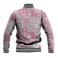 Mele Kalikimaka Hawaii Christmas Baseball Jacket Akala Seamless Floral Motif - Polynesian Pride