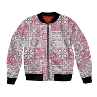 Mele Kalikimaka Hawaii Christmas Bomber Jacket Akala Seamless Floral Motif - Polynesian Pride