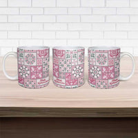 Mele Kalikimaka Hawaii Christmas Ceramic Mug Akala Seamless Floral Motif - Polynesian Pride