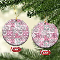 Mele Kalikimaka Hawaii Christmas Ceramic Ornament Akala Seamless Floral Motif - Polynesian Pride