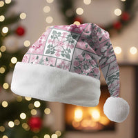Mele Kalikimaka Hawaii Christmas Santa Hat Akala Seamless Floral Motif - Polynesian Pride