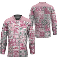 Mele Kalikimaka Hawaii Christmas Hockey Jersey Akala Seamless Floral Motif LT9 - Polynesian Pride