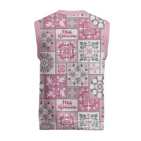 Mele Kalikimaka Hawaii Christmas Knitted V-Neck Vest Akala Seamless Floral Motif - Polynesian Pride