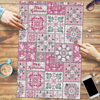 Mele Kalikimaka Hawaii Christmas Puzzle Akala Seamless Floral Motif - Polynesian Pride