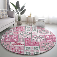 Mele Kalikimaka Hawaii Christmas Round Carpet Akala Seamless Floral Motif - Polynesian Pride