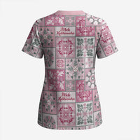 Mele Kalikimaka Hawaii Christmas Scrub Top Akala Seamless Floral Motif - Polynesian Pride