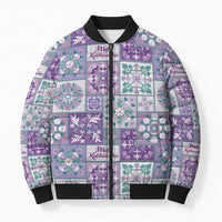 Mele Kalikimaka Hawaii Christmas Bomber Puffer Jacket Poni Seamless Floral Motif - Polynesian Pride