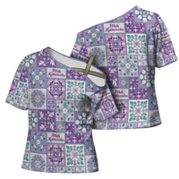 Mele Kalikimaka Hawaii Christmas Cross Shoulder Shirt Poni Seamless Floral Motif - Polynesian Pride