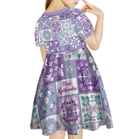 Mele Kalikimaka Hawaii Christmas Kid Short Sleeve Dress Poni Seamless Floral Motif - Polynesian Pride