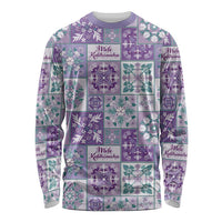 Mele Kalikimaka Hawaii Christmas Long Sleeve Shirt Poni Seamless Floral Motif - Polynesian Pride