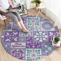 Mele Kalikimaka Hawaii Christmas Round Carpet Poni Seamless Floral Motif - Polynesian Pride