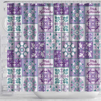 Mele Kalikimaka Hawaii Christmas Shower Curtain Poni Seamless Floral Motif - Polynesian Pride