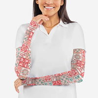 Mele Kalikimaka Hawaii Christmas Arm Sleeves Ulaula Seamless Floral Motif - Polynesian Pride