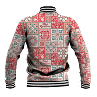 Mele Kalikimaka Hawaii Christmas Baseball Jacket Ulaula Seamless Floral Motif - Polynesian Pride