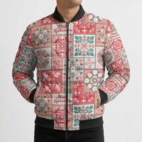 Mele Kalikimaka Hawaii Christmas Bomber Puffer Jacket Ulaula Seamless Floral Motif - Polynesian Pride