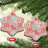 Mele Kalikimaka Hawaii Christmas Ceramic Ornament Ulaula Seamless Floral Motif - Polynesian Pride