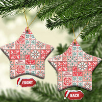 Mele Kalikimaka Hawaii Christmas Ceramic Ornament Ulaula Seamless Floral Motif - Polynesian Pride