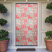 Mele Kalikimaka Hawaii Christmas Door Cover Ulaula Seamless Floral Motif - Polynesian Pride