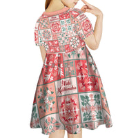 Mele Kalikimaka Hawaii Christmas Kid Short Sleeve Dress Ulaula Seamless Floral Motif - Polynesian Pride