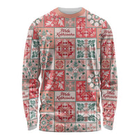 Mele Kalikimaka Hawaii Christmas Long Sleeve Shirt Ulaula Seamless Floral Motif - Polynesian Pride