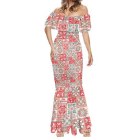 Mele Kalikimaka Hawaii Christmas Mermaid Dress Ulaula Seamless Floral Motif - Polynesian Pride