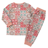 Mele Kalikimaka Hawaii Christmas Pajama Set Ulaula Seamless Floral Motif - Polynesian Pride