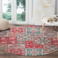 Mele Kalikimaka Hawaii Christmas Round Carpet Ulaula Seamless Floral Motif - Polynesian Pride