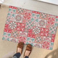 Mele Kalikimaka Hawaii Christmas Rubber Doormat Ulaula Seamless Floral Motif - Polynesian Pride