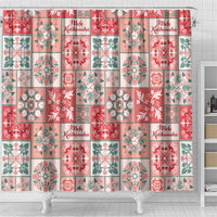 Mele Kalikimaka Hawaii Christmas Shower Curtain Ulaula Seamless Floral Motif - Polynesian Pride