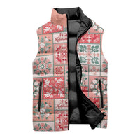 Mele Kalikimaka Hawaii Christmas Sleeveless Puffer Jacket Ulaula Seamless Floral Motif - Polynesian Pride