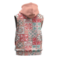 Mele Kalikimaka Hawaii Christmas Sleeveless Zip Hoodie Ulaula Seamless Floral Motif LT9 - Polynesian Pride