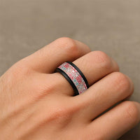 Mele Kalikimaka Hawaii Christmas Spinner Ring Ulaula Seamless Floral Motif - Polynesian Pride