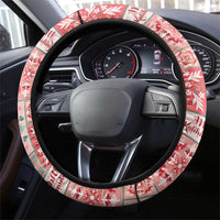 Mele Kalikimaka Hawaii Christmas Steering Wheel Cover Ulaula Seamless Floral Motif - Polynesian Pride