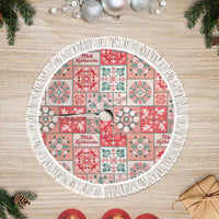 Mele Kalikimaka Hawaii Christmas Tree Skirt Ulaula Seamless Floral Motif - Polynesian Pride