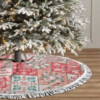 Mele Kalikimaka Hawaii Christmas Tree Skirt Ulaula Seamless Floral Motif - Polynesian Pride