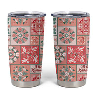 Mele Kalikimaka Hawaii Christmas Tumbler Cup Ulaula Seamless Floral Motif - Polynesian Pride