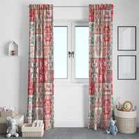 Mele Kalikimaka Hawaii Christmas Window Curtain Ulaula Seamless Floral Motif - Polynesian Pride