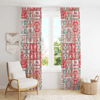 Mele Kalikimaka Hawaii Christmas Window Curtain Ulaula Seamless Floral Motif - Polynesian Pride