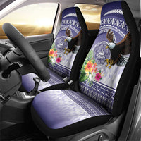 American Samoa Bald Eagle Car Seat Cover Polynesian Tropical Flowers