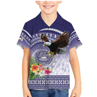 American Samoa Bald Eagle Family Matching Mermaid Dress and Hawaiian Shirt Polynesian Tropical Flowers