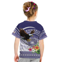 American Samoa Bald Eagle Kid T Shirt Polynesian Tropical Flowers