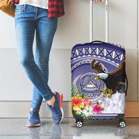 American Samoa Bald Eagle Luggage Cover Polynesian Tropical Flowers